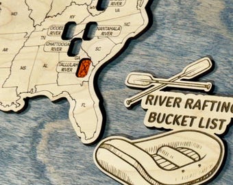 River Rafting Travel Map | Whitewater Rafting Tracker Map of the USA | Bucket List Adventure Map | Personalized Outdoor Wall Art