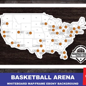 Custom Basketball Arena Travel Map Tracker: Stadium Sign Gift
