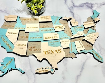 3D US Travel Map Layered USA Wall Art