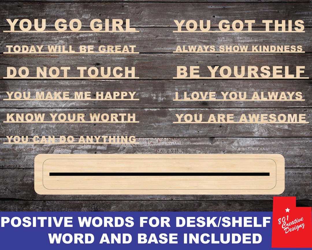 Custom Phrase Cut Out Sign, Inspirational Desk Sign, Shelf Sign, Wooden