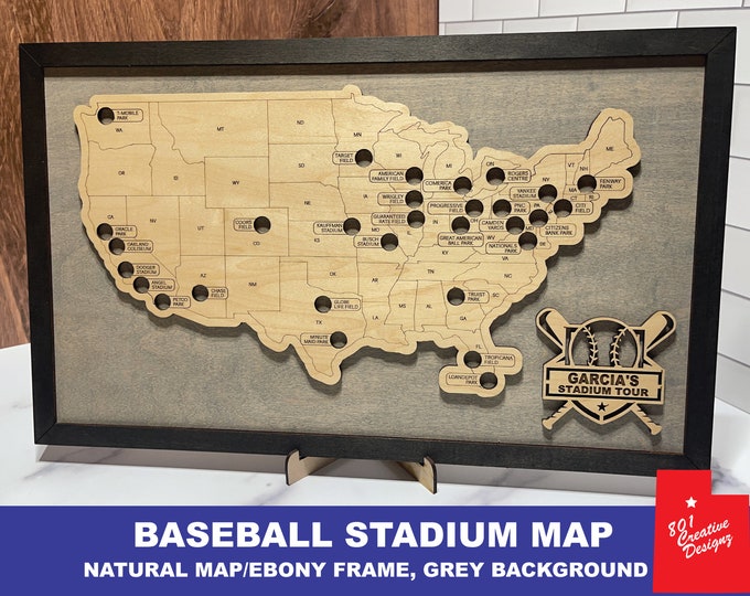 Custom Baseball Stadium Travel Map Tracker, Baseball Park Sign, Fathers Day Gift, Gift for Baseball Fan, gift for men, baseball lover