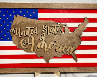 USA Flag Map Sign, United States of America decor, Fathers Day Gift, Gift for patriotic Fan, gift for men
