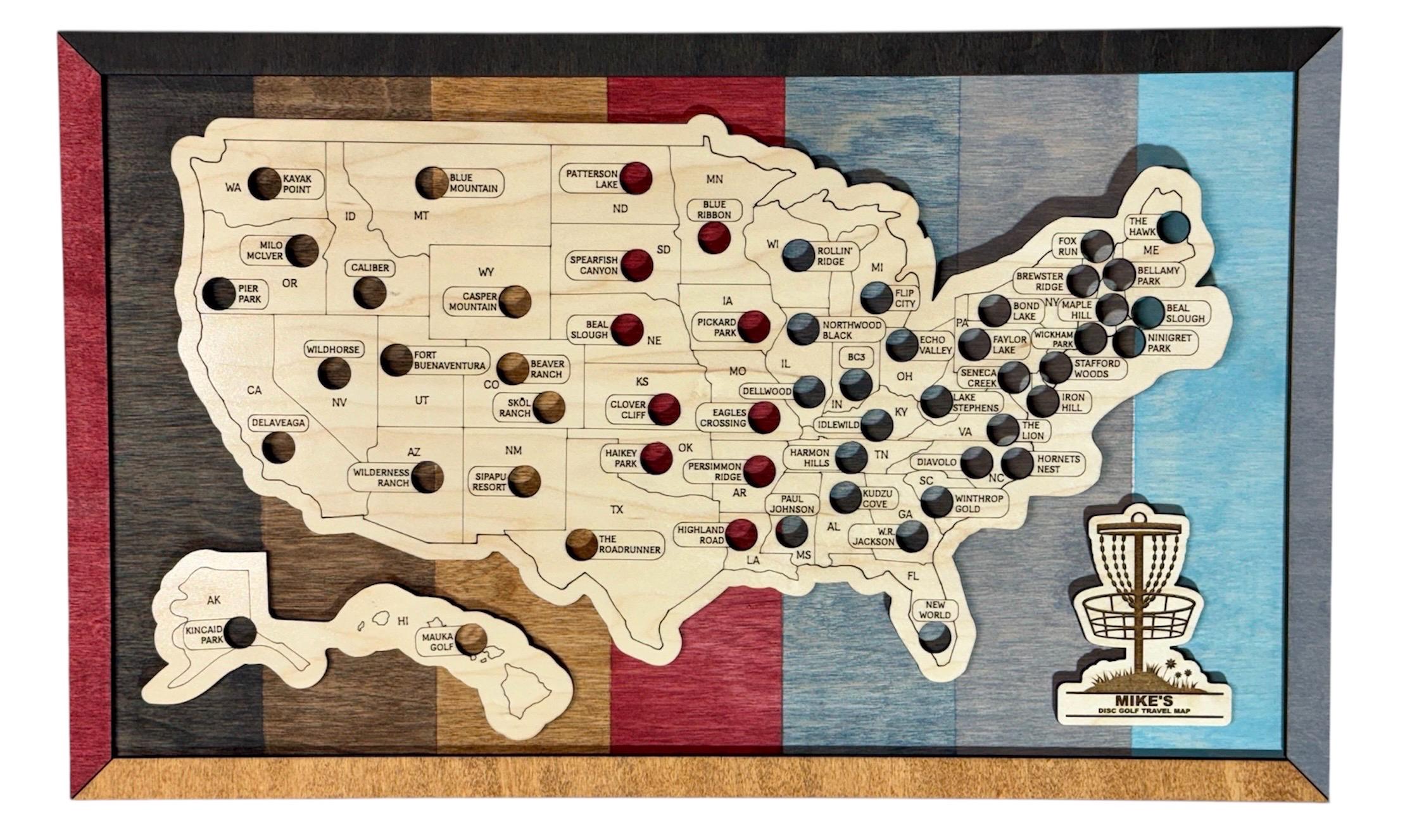 Disc Golf Travel Map Tracker | Disc Golf Courses Map of the USA ...
