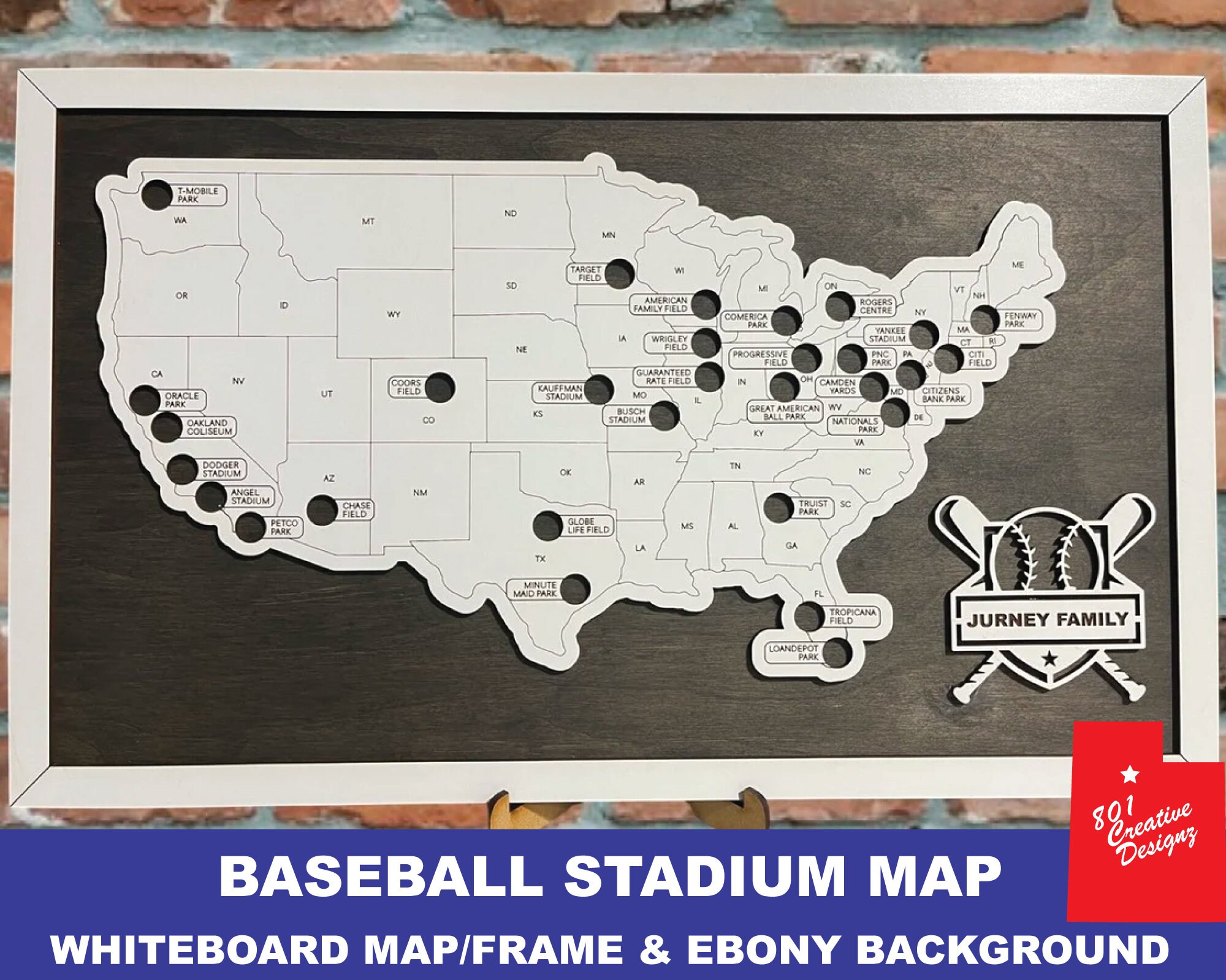 Custom Baseball Stadium Travel Map Tracker Baseball Park Etsy