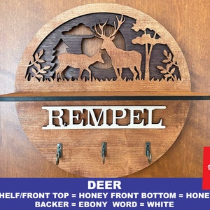 Custom Wall Key Holder | Wall Key Hook | Monogram Key Holder | Rustic Home Decor | Farmhouse Wall Decor | Bear Deer Hummingbird Dragonfly