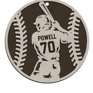 Personalized Baseball Ornament: Engraved Wooden Sports Jersey, Name & Number