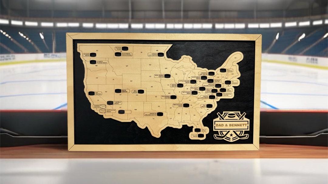 Custom Hockey Arena Map Tracker, Hockey Arena Sign, Fathers Day Gift ...