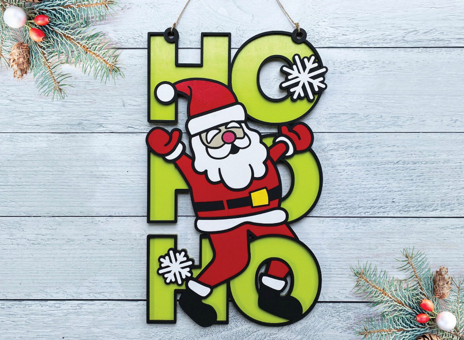 Santa Claus HO HO HO Sign Home Decor Door Hanger Christmas - Etsy