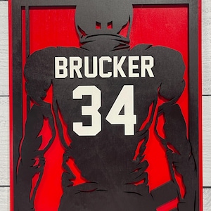 Custom Football Player Sign, Personalized Last Name Player Sign for High School Senior, Football Coach Gift