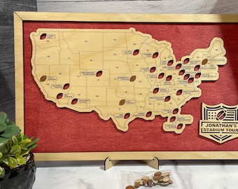 Custom Football Stadium Tracker Map: Personalized Team Travel Sign