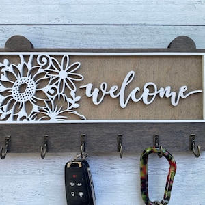 Custom Rectangle Wall Key Holder | Wall Key Hook | Monogram Key Holder | Rustic Home Decor | Farmhouse Wall Decor