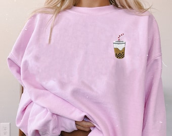 Boba Milk Tea Embroidered Sweatshirt