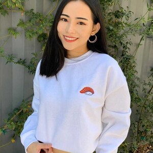 Salmon Sushi Embroidered Sweatshirt