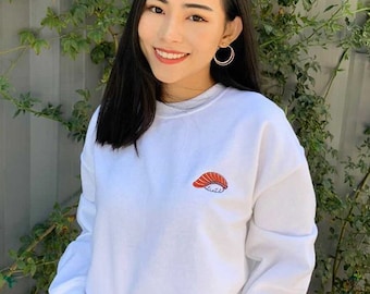 Salmon Sushi Embroidered Sweatshirt