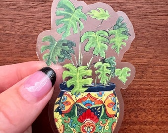 Monstera Plant Talavera Clear Sticker