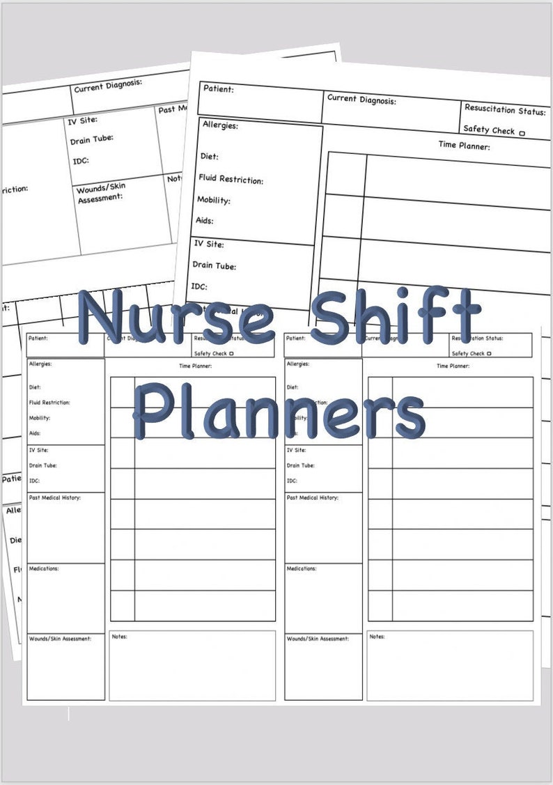 Nurse Shift Planners brain Sheets PDF Digital Download Etsy Australia