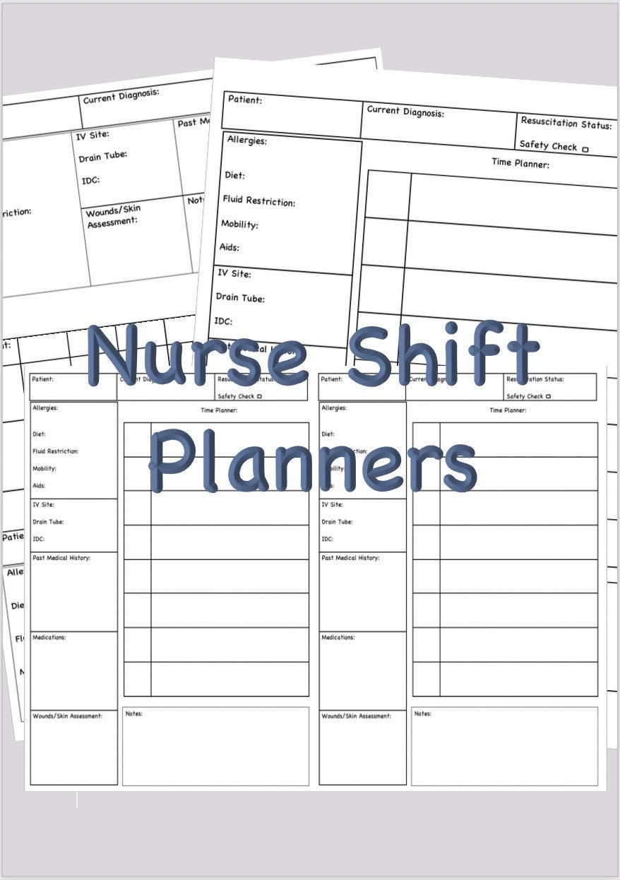 Nurse Shift Planners/brain Sheets PDF Digital Download Etsy Australia