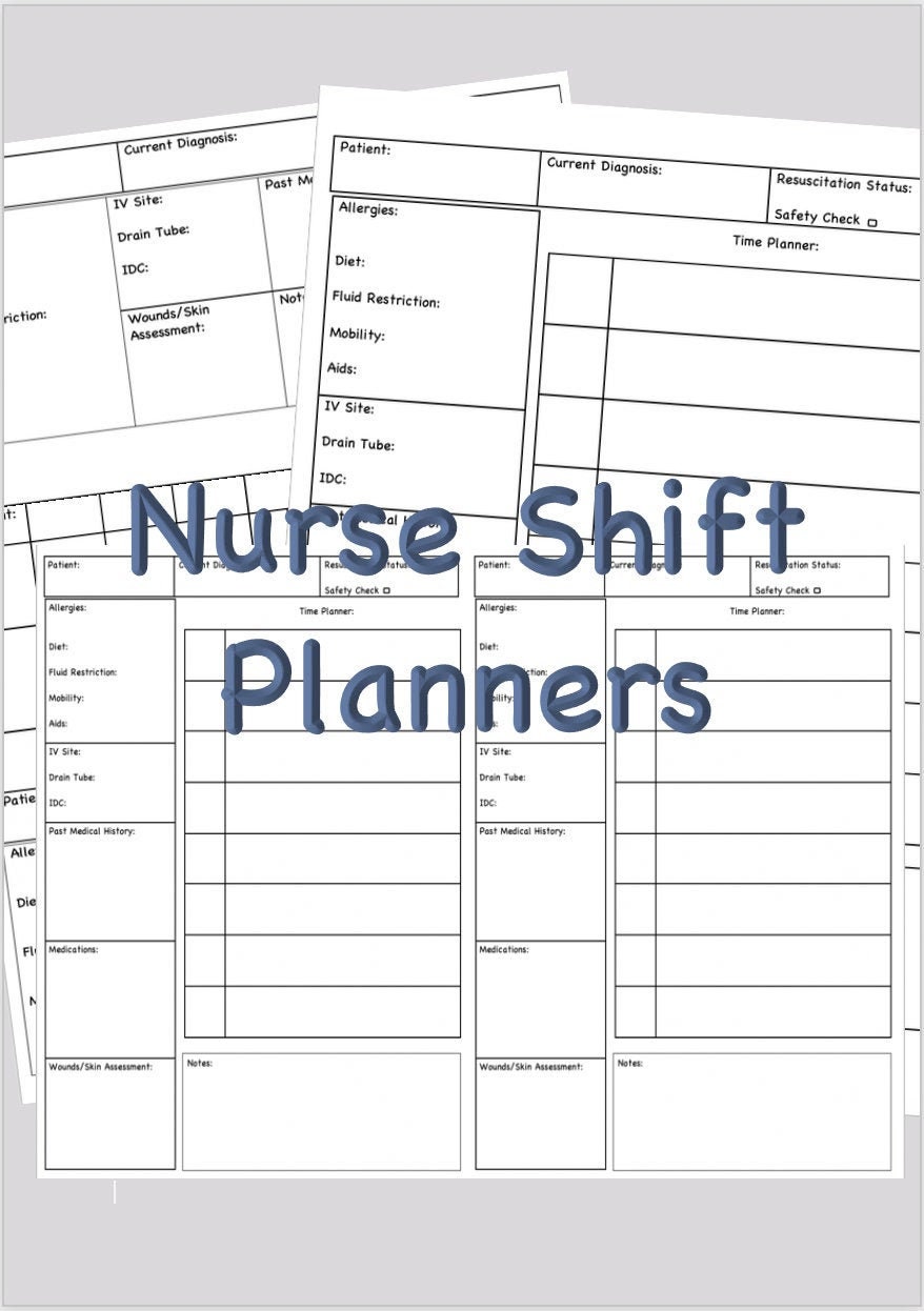 nurse brain sheet with shift hours