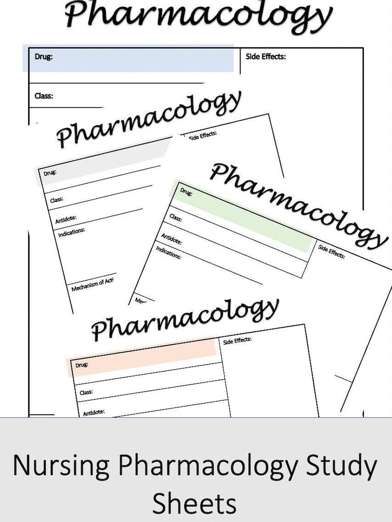 Nurse Pharmacology Study Sheets PDF Digital Download Etsy