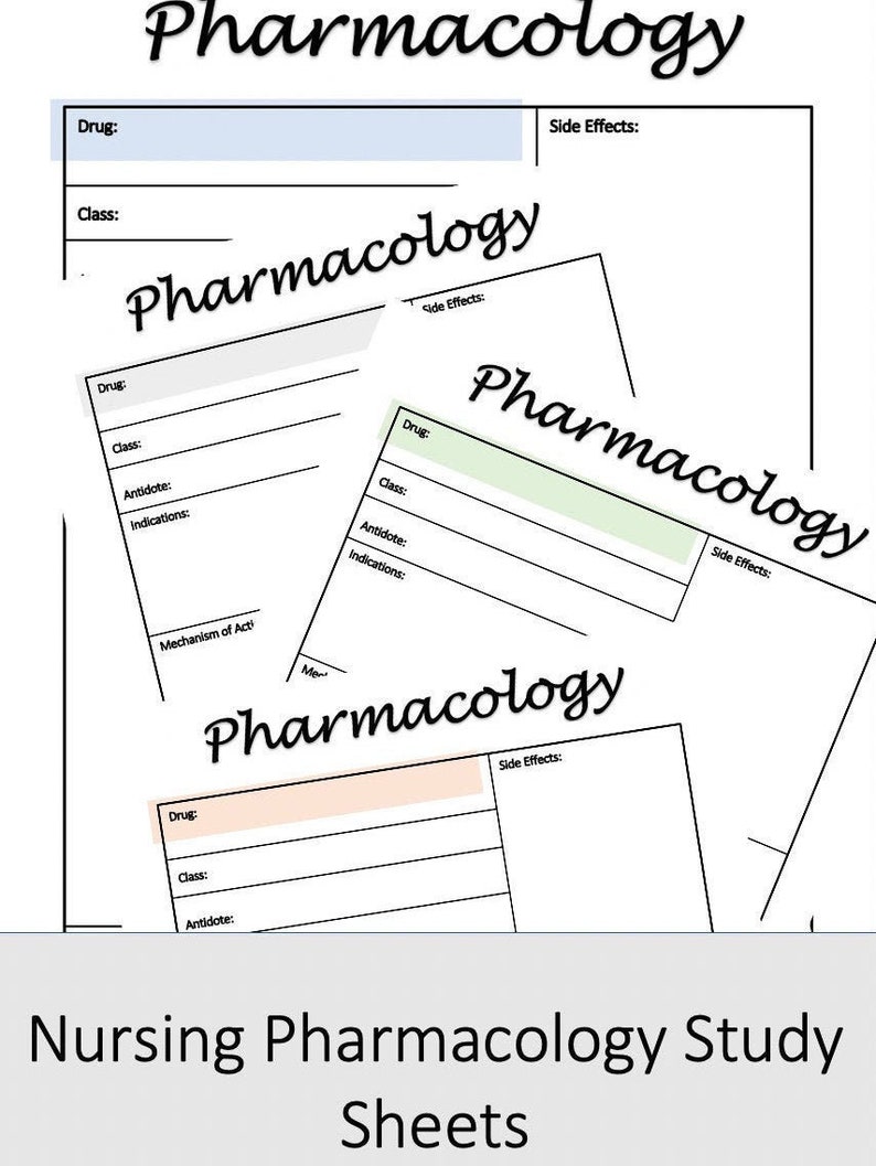 Nurse Pharmacology Study Sheets PDF Digital Download Etsy