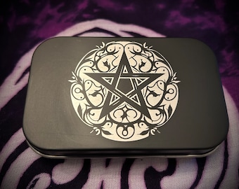 Pentagram  Engraved Stash Tin