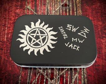 Winchester family  anti-demon possession Engraved Stash Tin