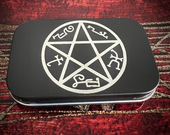 Winchester inspired Demon Trap Sigil Engraved Stash Tin