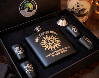 Supernatural Winchester Hip Flask and shot glasses Gift Set