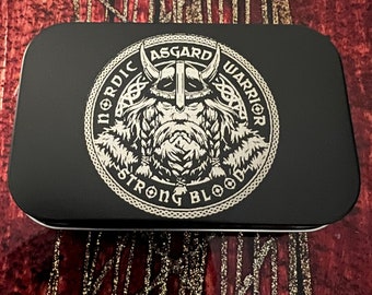 Viking Warrior Engraved Tobacco or Stash Tin