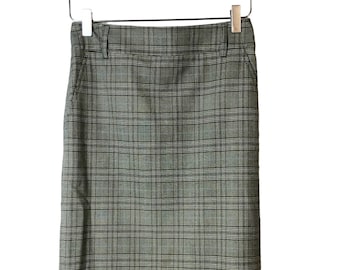 Vintage Jacob Made In Canada Gray Plaid Pencil Skirt Size 0