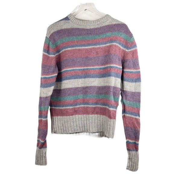 Vintage Boston Traders 100% Wool Pastel Stripe Sweater Women's Size L