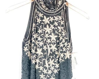 Papell Boutique Vintage Silk Beaded Dress NWT