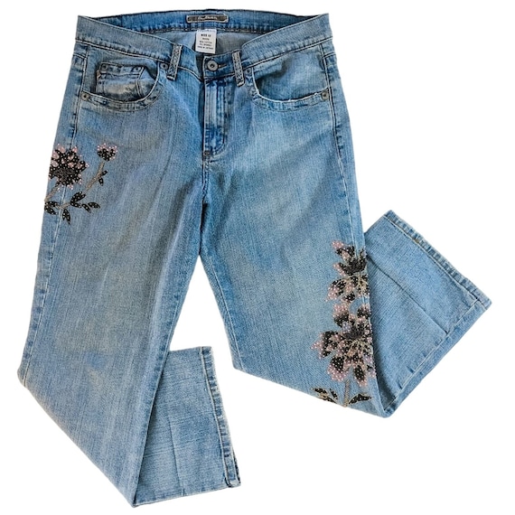 Vintage Z. Cavaricci Floral Beaded Jeans Size 12P - Etsy
