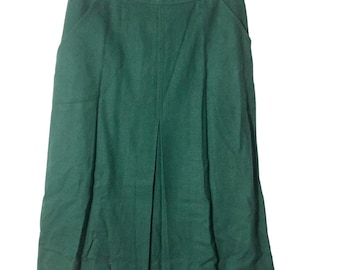 Vivo by Susan Thomas Vintage Wool Blend Pine Emerald Green Pleated Skirt Size 14
