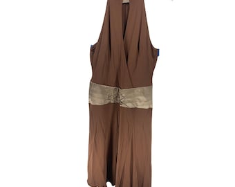 Bebe Vintage Y2K Brown Copper Belted Halter Dress Size L