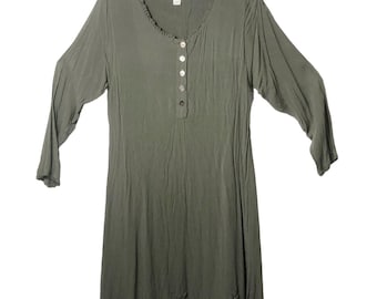 Livingston Williams Vintage Olive Green Long Sleeve Maxi Prairie Dress Size 2