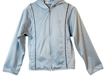 Wilson Vintage Light Blue Women's Retro Full Zip Hoodie Track Jacket Size Medium