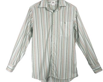 Lacoste Vintage Striped Mint Green Button Up 40