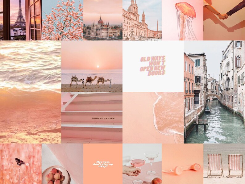Peach Wall Collage Kit DIGITAL | Etsy