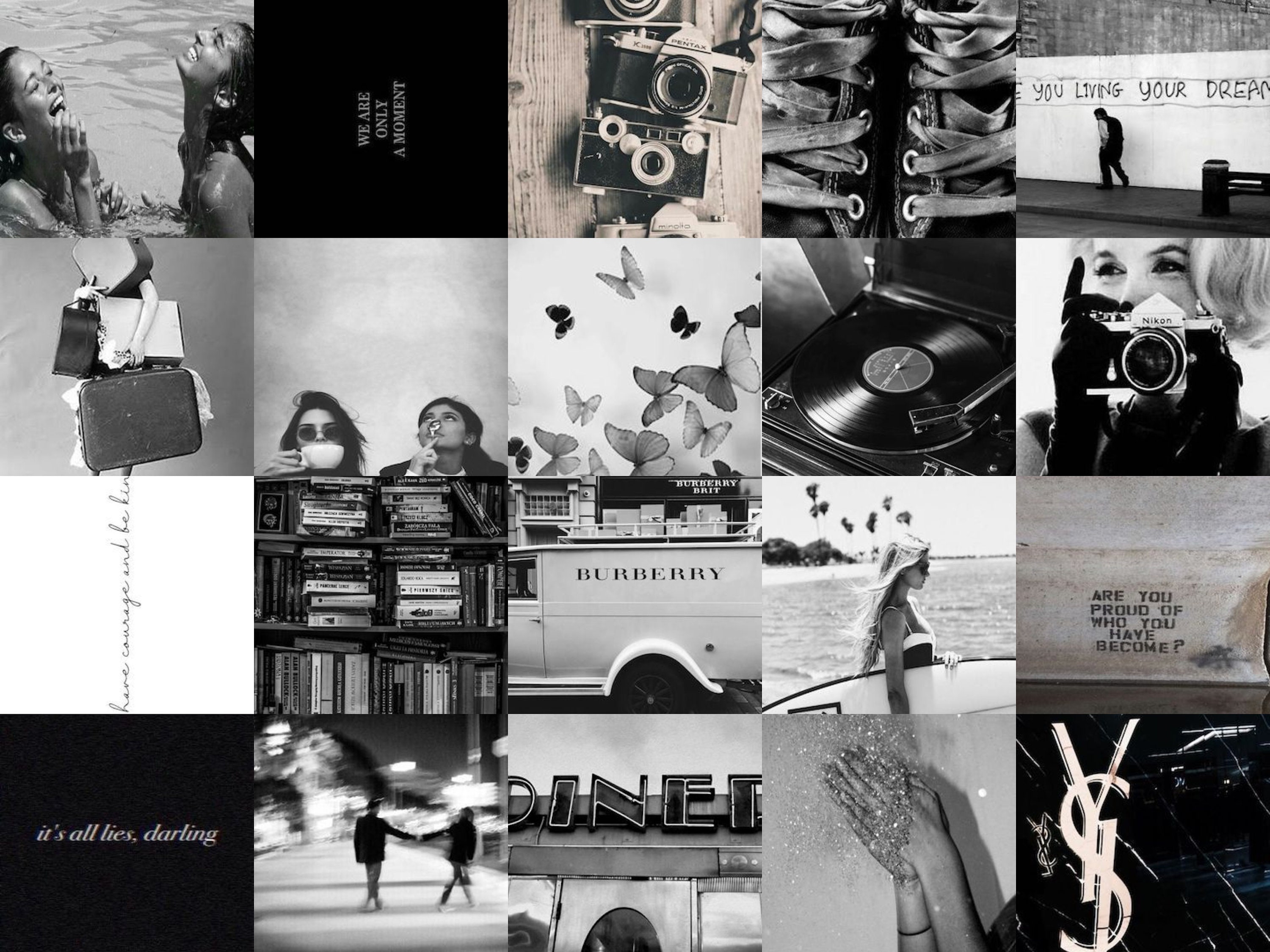 Black and White Wall Collage Kit DIGITAL 100 piece Etsy