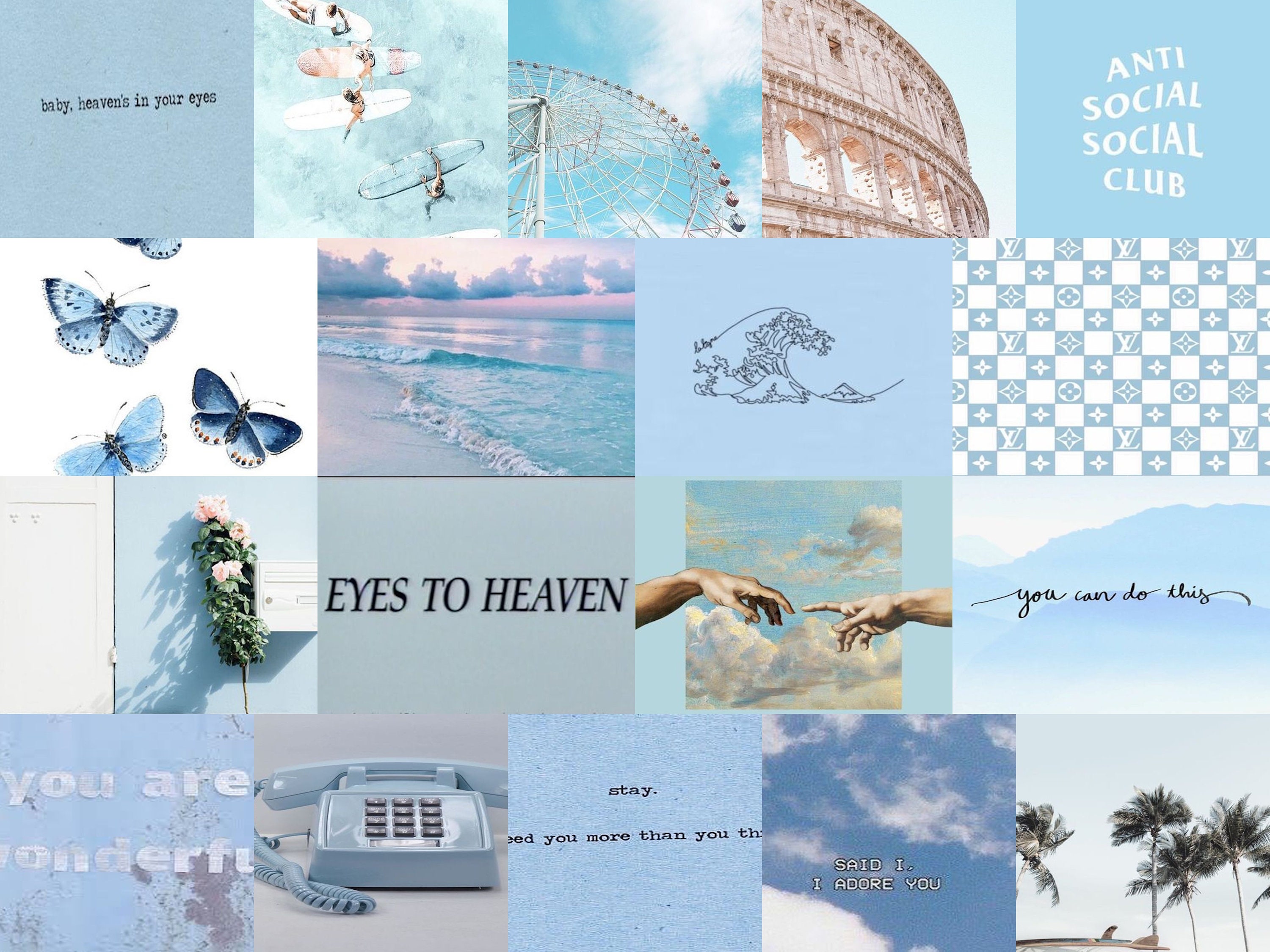 Light Blue Wall Collage Kit DIGITAL Etsy