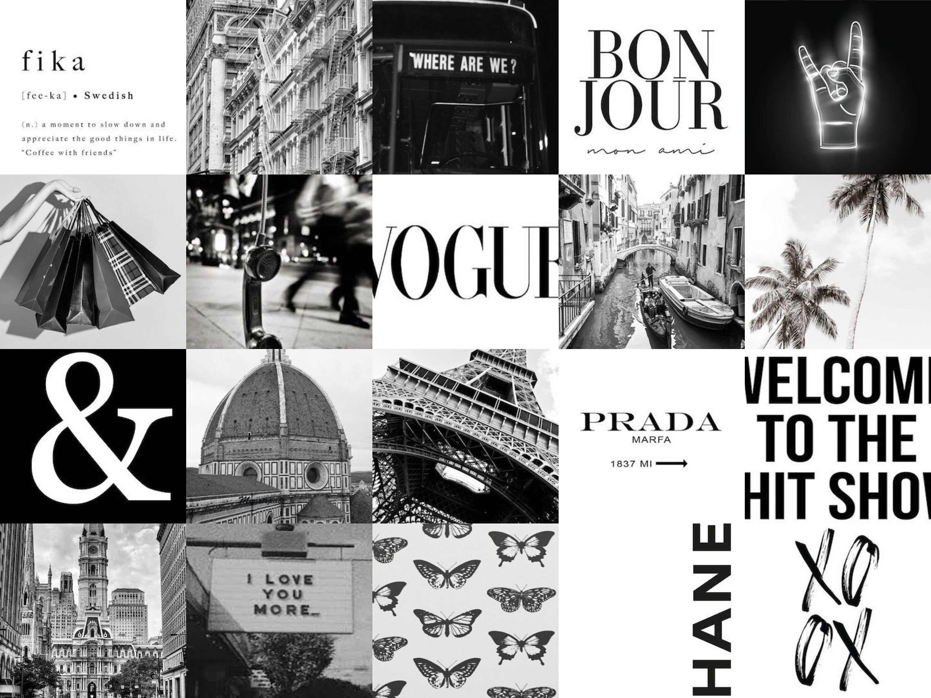 Black and White Wall Collage Kit DIGITAL 100 piece Etsy