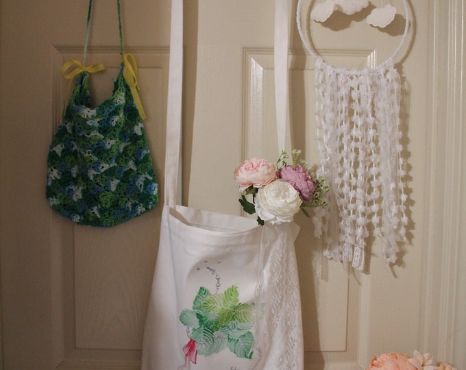 Watercolor mint tote crossbody bag