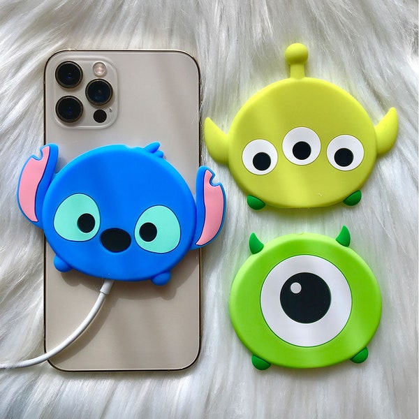 Cute Cartoon Magsafe Wireless Charger Silicon Cover Case I Magsafe Wireless Charger Protective Case for iPhone 12 iPhone 13