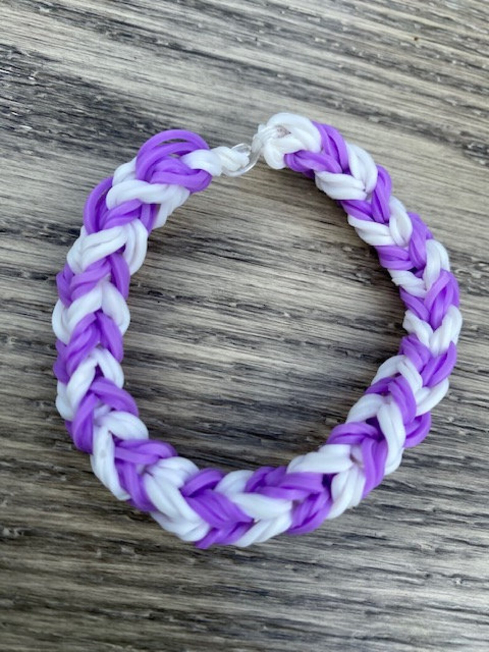 Rainbow Loom Bracelet Purple/White Etsy