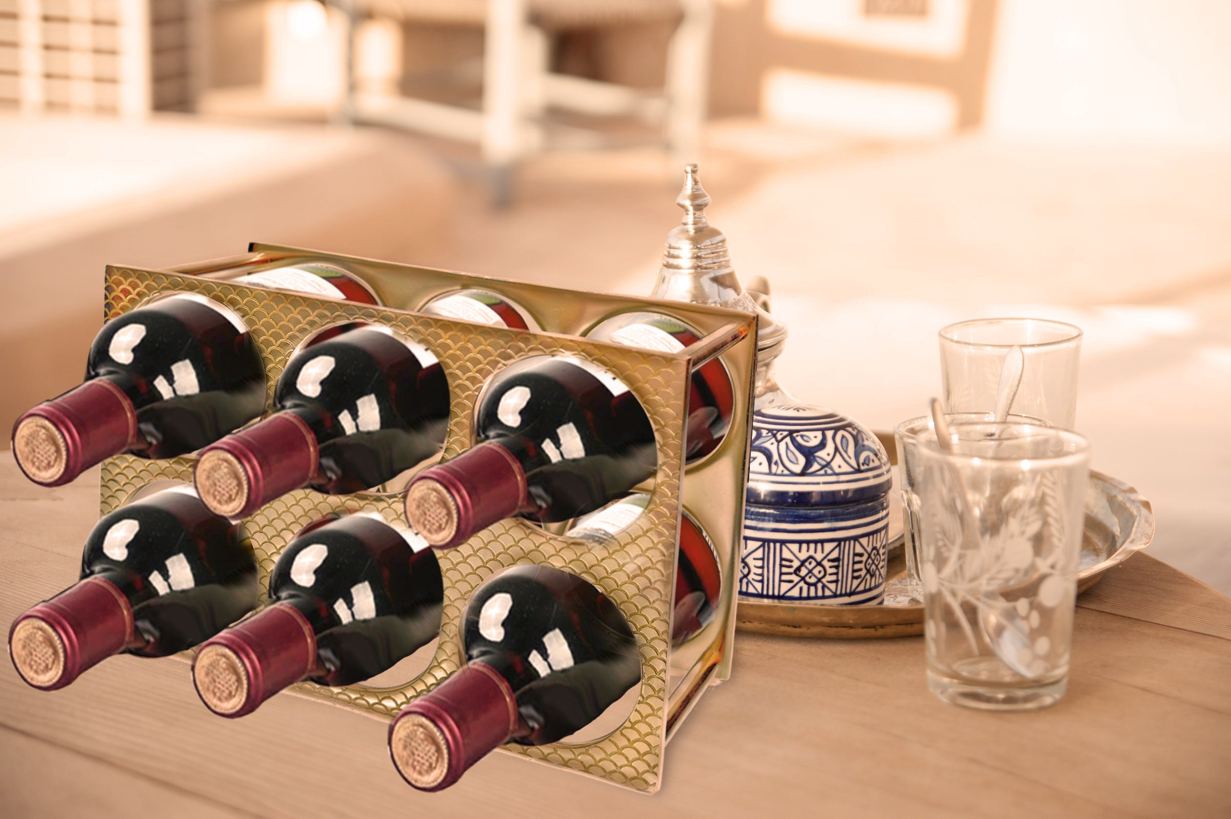 Nordic Gold Wine Racks Wall Holder, White Wood Board Wine Bottle Holder  Wall Mounted Wine Holder, Wall Shelf Storage Organizer Rack, 106×20×60cm
