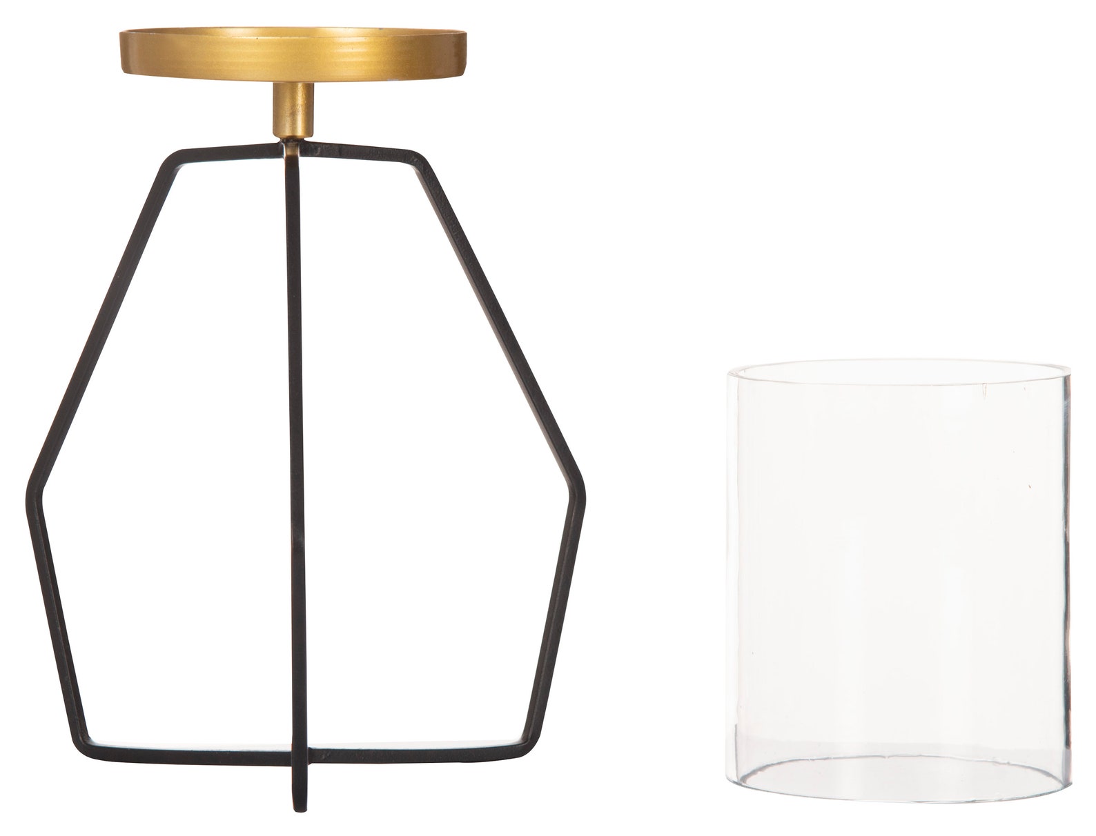 SALE Golden Black Metal Hurricane Candle Stand Holder Showpiece by