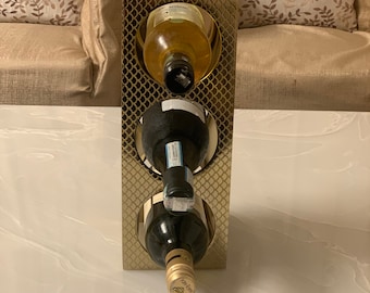 SALE Gold color Wine Rack in rectangular shape for 3 bottles in Aluminum - By MyArtsyHouse