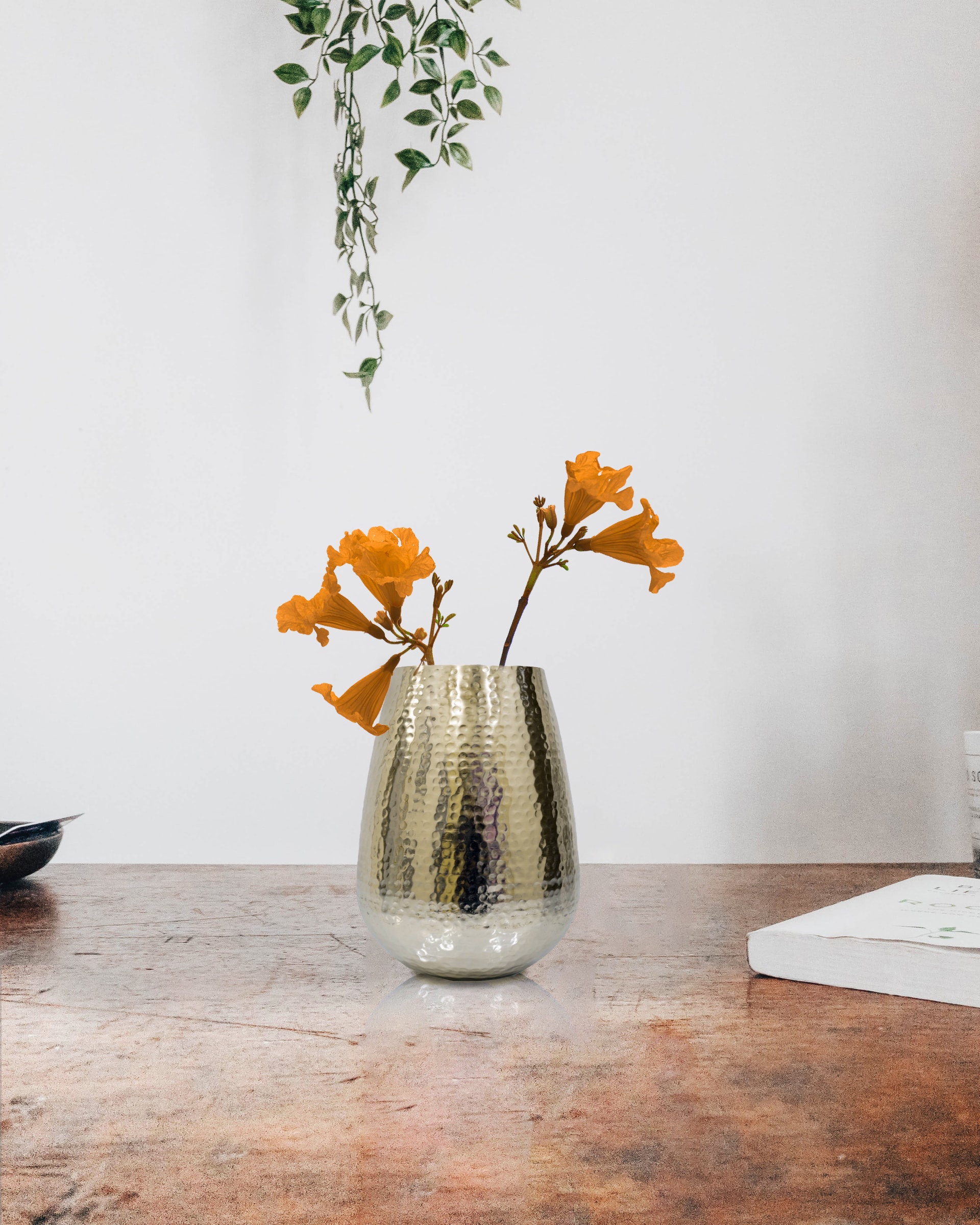 Summer SALE Golden color oval shaped vase in metal with Etsy