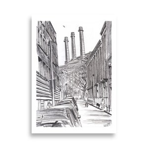 Drei Kamine – Poster de Barcelona - Kunstdruck original basado en la historia de la ciudad condal